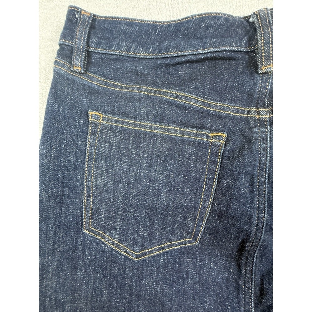 dark wash blue Lauren Ralph Lauren stretch denim pencil skirt with a back slit 8 - Picture 9 of 16